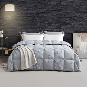 罗莱冬季双人羽绒被磨毛面料鸭绒填充绗缝工艺200×230cm保暖轻柔舒适 灰色 200*230cm