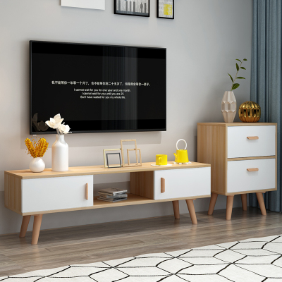 北欧电视柜实木脚组合现代简约茶几小户型迷你多功能套装储物地柜