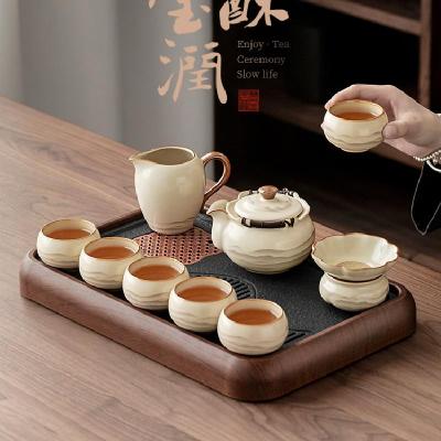 水墨年轻人汝窑茶具套装家用轻奢高档陶瓷泡茶壶茶杯茶盘