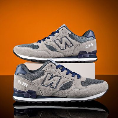 心动纽巴伦会运动鞋男鞋女鞋情侣复古跑步鞋休闲鞋皮面网面休闲百搭N字鞋轻便透气旅游鞋灰色网面41码