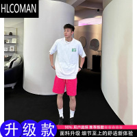 HLCOMAN玫红色运动短裤男夏季多巴胺户外沙滩裤高街痞帅健身五分裤子