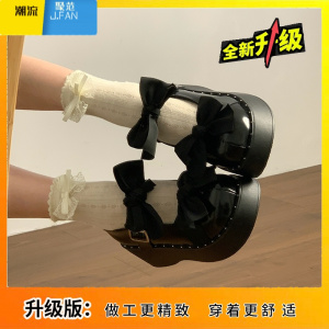 聚范蝴蝶结松糕厚底小皮鞋女2024新款夏季配裙子增高法式JK玛丽珍单鞋