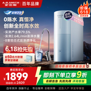 AO史密斯佳尼特净水器家用厨下直饮反渗透小体积5年长效RO膜CR2000BM1 2升/分钟澎湃 0陈水 全时高水效
