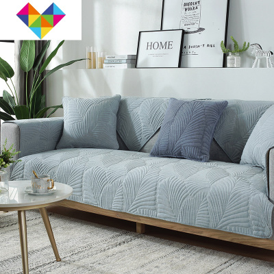 北欧简约纯色水洗棉沙发垫布艺防滑四季通用坐垫子套皮沙发巾芭蕉叶浅蓝45*45抱枕含芯御蓝锦