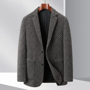 秋冬雪呢尔提花男士休闲西服韩版修身西装潮流便西男