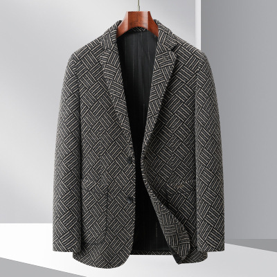 秋冬雪呢尔提花男士休闲西服韩版修身西装潮流便西男