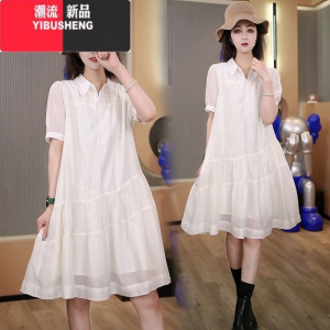 YIBUSHENG衬衫裙女设计感小众高端季小个子法式绝美高级感气质雪纺连衣裙