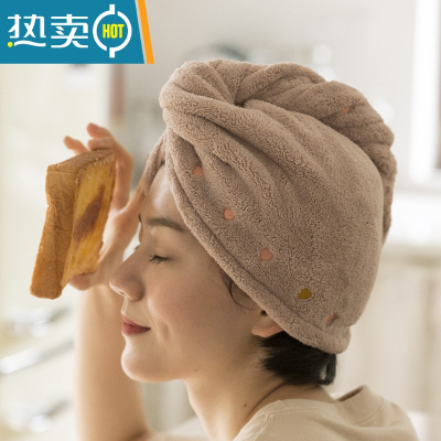 敬平吸水加厚可爱速干干发帽 洗擦头发毛巾女韩国浴帽包头器巾 [升级加厚]爱心粉