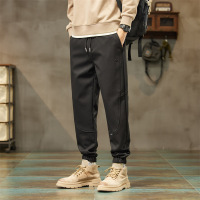 宽松束脚卫裤男 黑色立体拼接裤 2026 春夏透气休闲运动裤 松紧腰