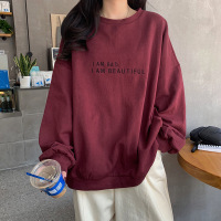 薄款/加绒新款秋季韩版港风简约字母学生上衣宽松薄款长袖卫衣女