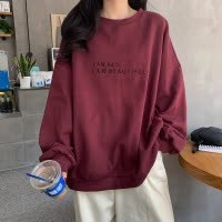 薄款/加绒 新款秋季韩版港风简约字母学生上衣宽松薄款长袖卫衣女