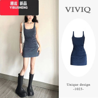 YIBUSHENG美式辣妹性感吊带连衣裙女装季修身内搭收腰显瘦牛仔包臀短裙子