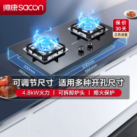 帅康(sacon)LB850B1燃气灶嵌入式双眼灶4.8kW大火力可调节尺寸钢化玻璃台嵌两用家用炉灶双灶台式煤气灶液化气