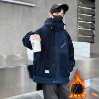 男童外套秋冬款新款加厚男孩羊羔绒儿童冬季毛毛衣中大童夹棉