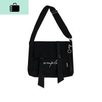 原创ins中性风酷日系纯色单肩帆布包包斜挎包学生书包男女NEW LAKE 黑色女斜挎包