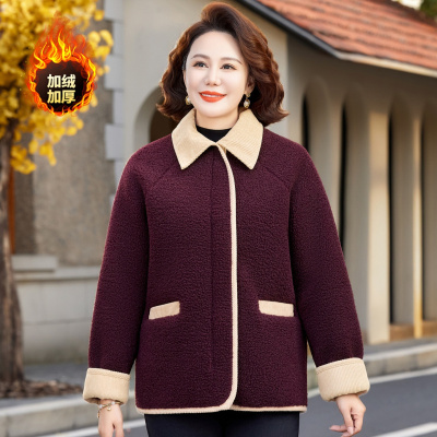 大毛领妈妈装洋气中老年人棉衣外套时尚简约棉服女中年装60岁50岁_20