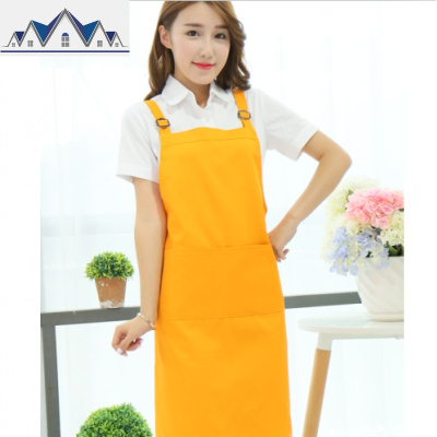 围裙定制logo印字韩版时尚餐厅咖啡奶茶店网咖美甲防水棉工作服 三维工匠