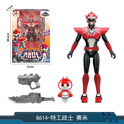 迷你特工队x超级恐龙力量玩具炫龙特工基地总部变形汽车恐龙战甲机器人机甲玩具儿童男小杰弗特里奥特工战士-赛米