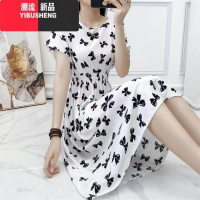 YIBUSHENG季民族风棉绸碎花连衣裙海边度假人造棉仙女裙大码印花中长裙子