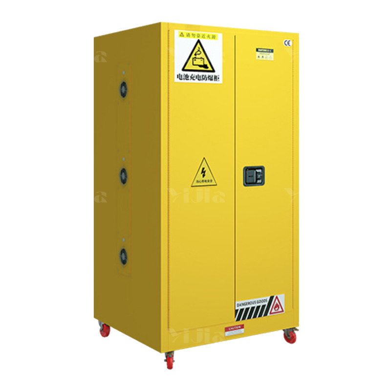 翌嘉YJ4121006 蓄电池充电柜电瓶车电池存放柜安全柜阻燃散热锂电池充电防爆柜 60加仑黄色