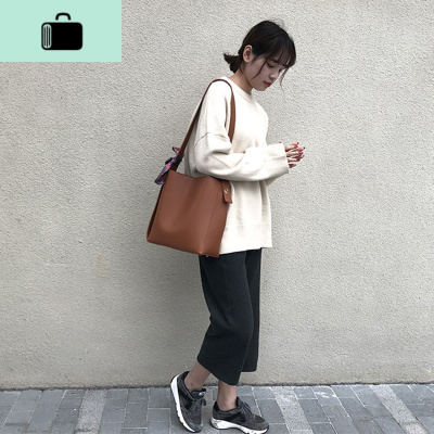 水桶包包2020新款潮韩版时尚百搭单肩托特包女大包学生简约大容量NEW LAKE女斜挎包