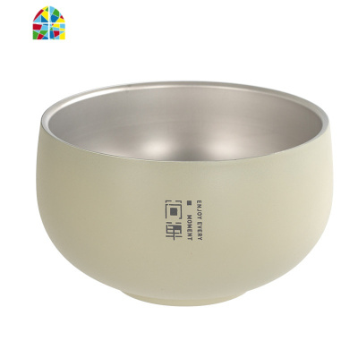 日式个性文艺316不锈钢碗双层隔热防摔成人碗单个家用餐具碗饭碗 FENGHOU 12cm/向往