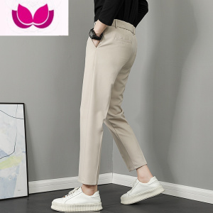 七斓九分小西裤男垂感修身小脚休闲男生半松紧腰加绒加厚西装长裤