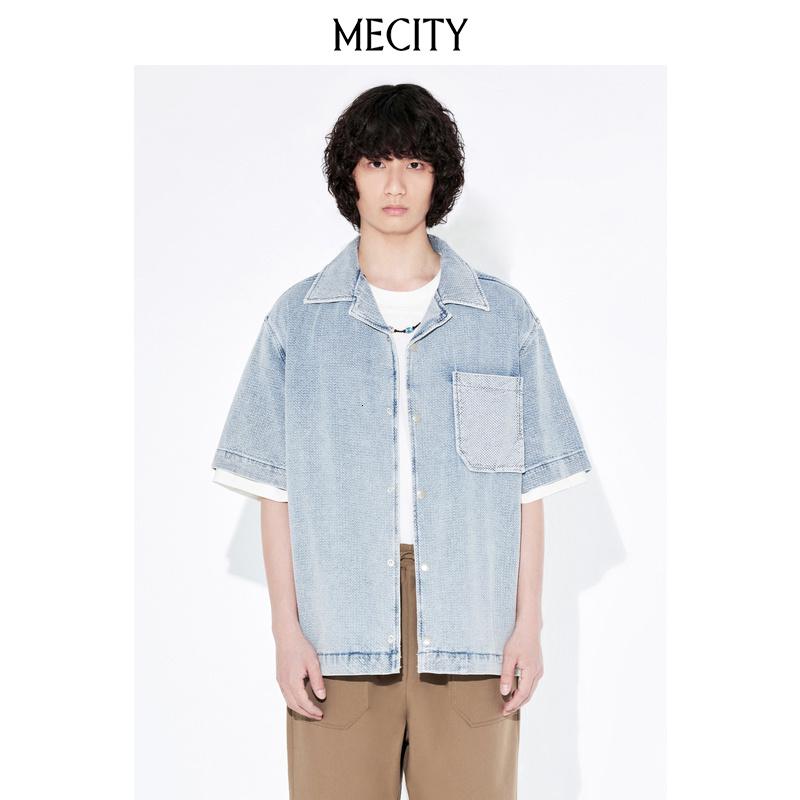 [1件5折价:335]me&city正反双拼牛仔衬衫