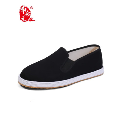 布舍元(BUSHEYUAN)一脚蹬休闲老北京布鞋男中国风传统千层底黑色布鞋9206 黑色