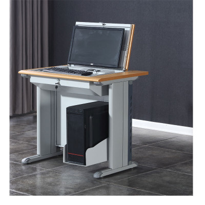 五庭门翻转电脑桌多媒体电教室机房培训桌学校隐藏式单人双人三人