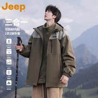 JEEP吉普秋冬款三合一冲锋夹克男可拆卸外套男2025新款御寒上衣男