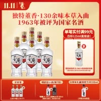 董酒[1989年获奖复刻版]白标54度430ml*6瓶裸瓶董香型高度白酒