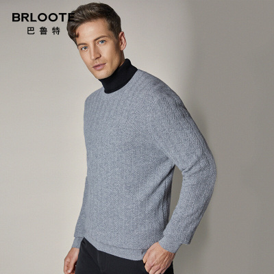 BRLOOTE/巴鲁特百搭羊毛衫男羊绒保暖舒适人字纹肌理毛衫冬装