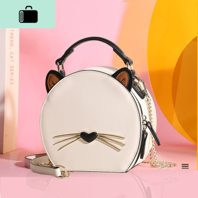 春夏猫咪小包包女包2020新款潮时尚百搭少女可爱清新链条斜挎包小NEW LAKE女斜挎包