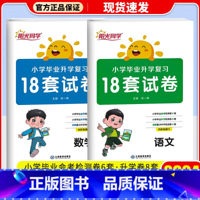 [2本]语文+数学 通用版 小学升初中 [正版]2024新版阳光同学小学毕业升学复习18套试卷语文数学英语全套练习题小升