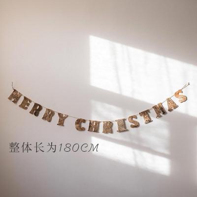 美帮汇Mry Christmas派对旗三角旗子森系ZAKKA圣诞装饰挂件 字母派对旗