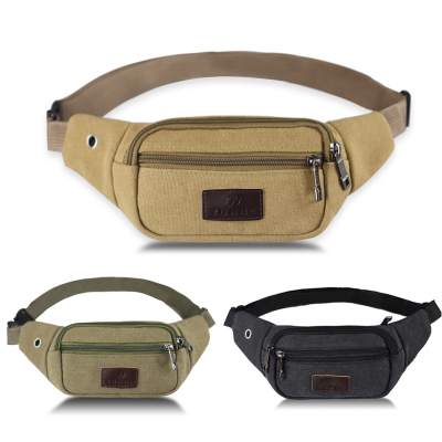 派尼美特手机贴身腰包男帆布运动户外耐磨实用腰包女士休闲跑步小腰包斜挎