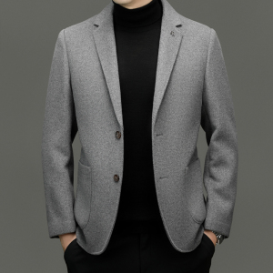 可拆卸内胆 羊绒双面呢子大衣商务休闲西装外套短款西服毛呢潮春秋单西修身外套西服西装专柜正品