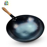 铁锅老式手工锻打炒锅锅燃气灶适用无涂层不沾熟铁家用炒菜锅 FENGHOU 32cm圆底开锅款