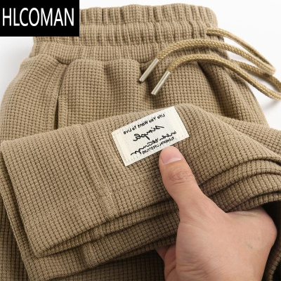 HLCOMAN特大码300斤日系华夫格短裤男装夏季宽松休闲复古高级运动五分裤2