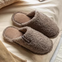 DREHA 情侣秋冬季室内保暖防滑厚底鞋 毛毛拖鞋 40-41(适合39-40的脚穿 )咖色