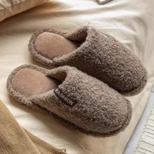 DREHA 情侣秋冬季室内保暖防滑厚底鞋 毛毛拖鞋 40-41(适合39-40的脚穿 )咖色