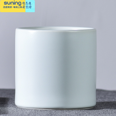 希杰狮王入相明月笔筒陶瓷收纳盒毛笔钢笔圆形创意时尚简约文具摆件礼盒装复古中国风办公室学生桌面大容量文房四宝汝窑明月笔筒