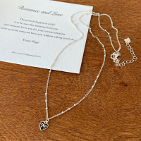 s925纯银黑色蝴蝶结爱心项链日常通勤韩系小众锁骨链百搭配饰送女朋友老婆情人节七夕生日礼物