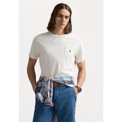 Ralph lauren男士棉麻混纺口袋短袖T恤半透明复古休闲圆领POOJGA