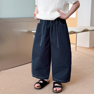 童酷2026男童夏季新款百搭明线中大童休闲裤纯棉轻薄儿童九分裤潮