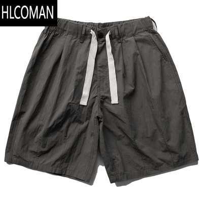 HLCOMAN夏季轻薄凉爽透气休闲五分裤男潮牌青年百搭纯色短裤抽绳运动中裤