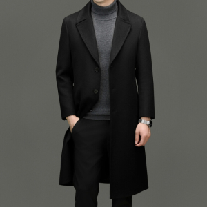 花花公子品牌高端羊绒羊毛长款男士双面毛呢大衣时尚都市中青年男装外套厚