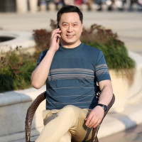 中年男士短袖圆领T恤 百搭休闲薄款简约翻领T恤爸爸装