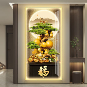维诺亚葫芦led带灯轻奢入户玄关装饰画走廊过道挂画壁画简约感